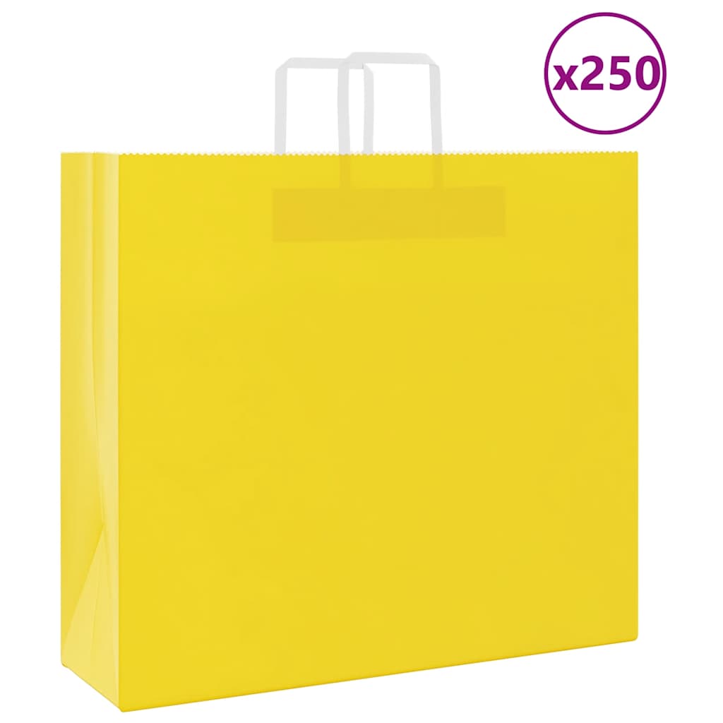 Papieren zakken 250 st met hengsels 54x15x49 cm geel is nu te koop bij PeponiXL, paradijselijk wonen!