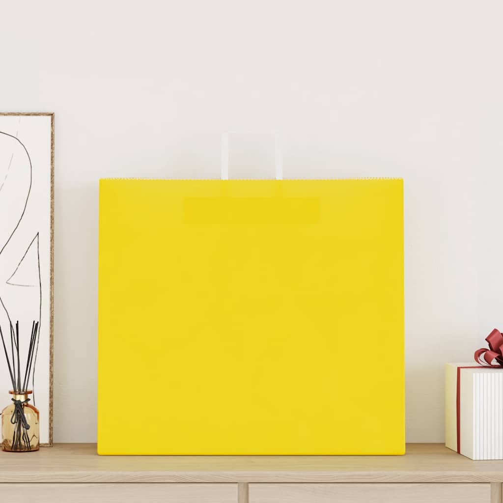 Papieren zakken 250 st met hengsels 54x15x49 cm geel is nu te koop bij PeponiXL, paradijselijk wonen!