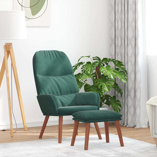 Relaxstoel met voetenbank fluweel donkergroen is nu te koop bij PeponiXL, paradijselijk wonen!