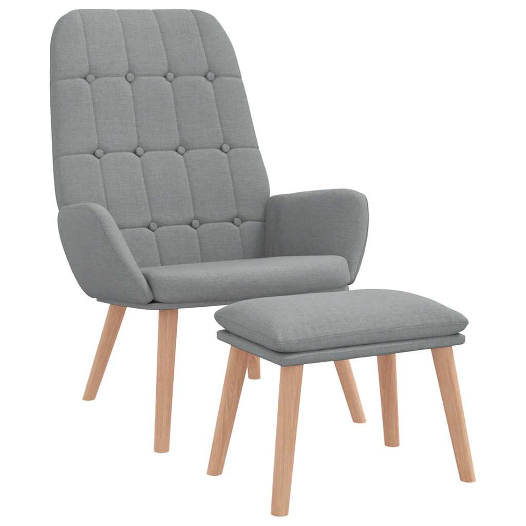 Relaxstoel met voetenbankje stof lichtgrijs is nu te koop bij PeponiXL, paradijselijk wonen!