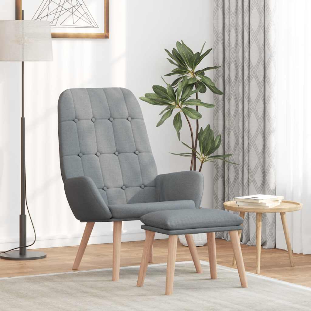 Relaxstoel met voetenbankje stof lichtgrijs is nu te koop bij PeponiXL, paradijselijk wonen!