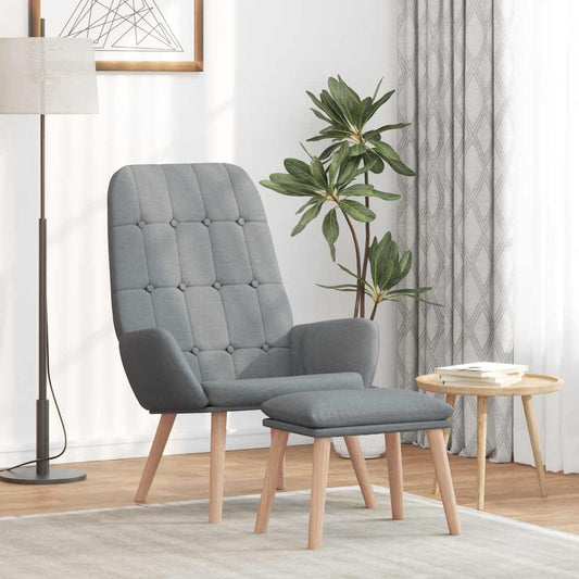 Relaxstoel met voetenbankje stof lichtgrijs is nu te koop bij PeponiXL, paradijselijk wonen!