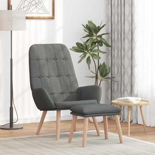 Relaxstoel met voetenbank stof donkergrijs is nu te koop bij PeponiXL, paradijselijk wonen!