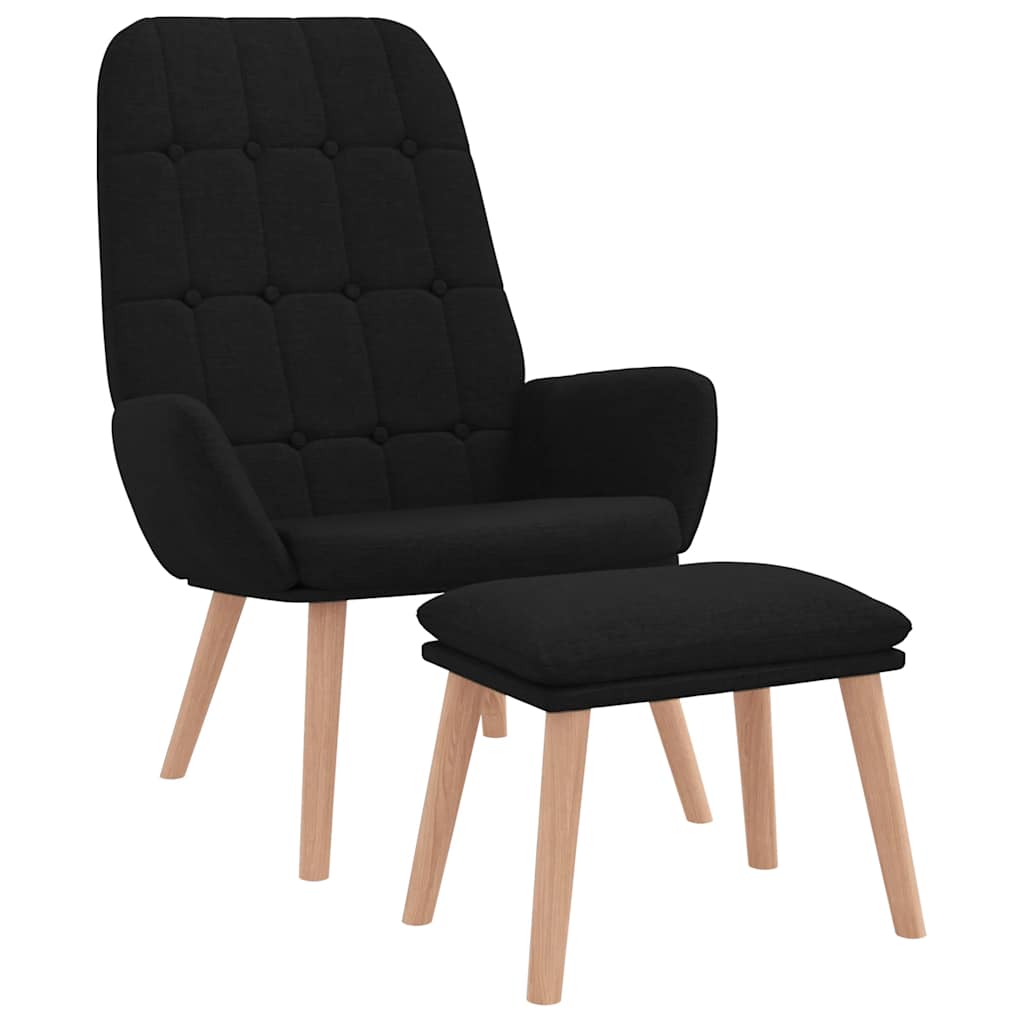 Relaxstoel met voetenbank stof zwart is nu te koop bij PeponiXL, paradijselijk wonen!