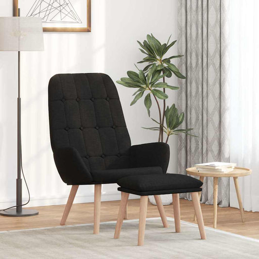Relaxstoel met voetenbank stof zwart is nu te koop bij PeponiXL, paradijselijk wonen!