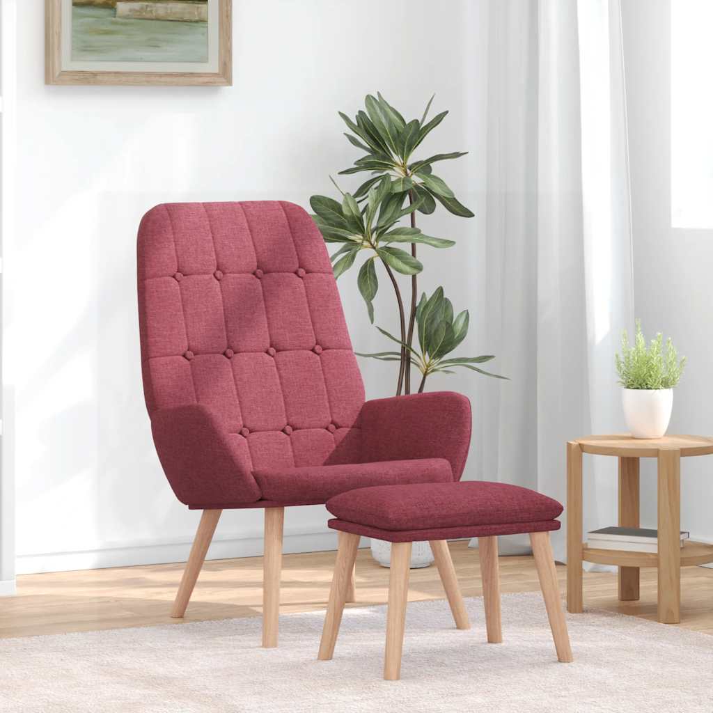 Relaxstoel met voetenbank stof wijnrood is nu te koop bij PeponiXL, paradijselijk wonen!