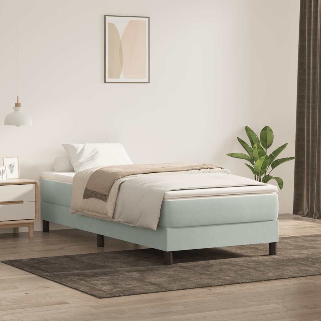 Boxspringbed zonder matras 80x210 cm fluweel lichtgrijs is nu te koop bij PeponiXL, paradijselijk wonen!