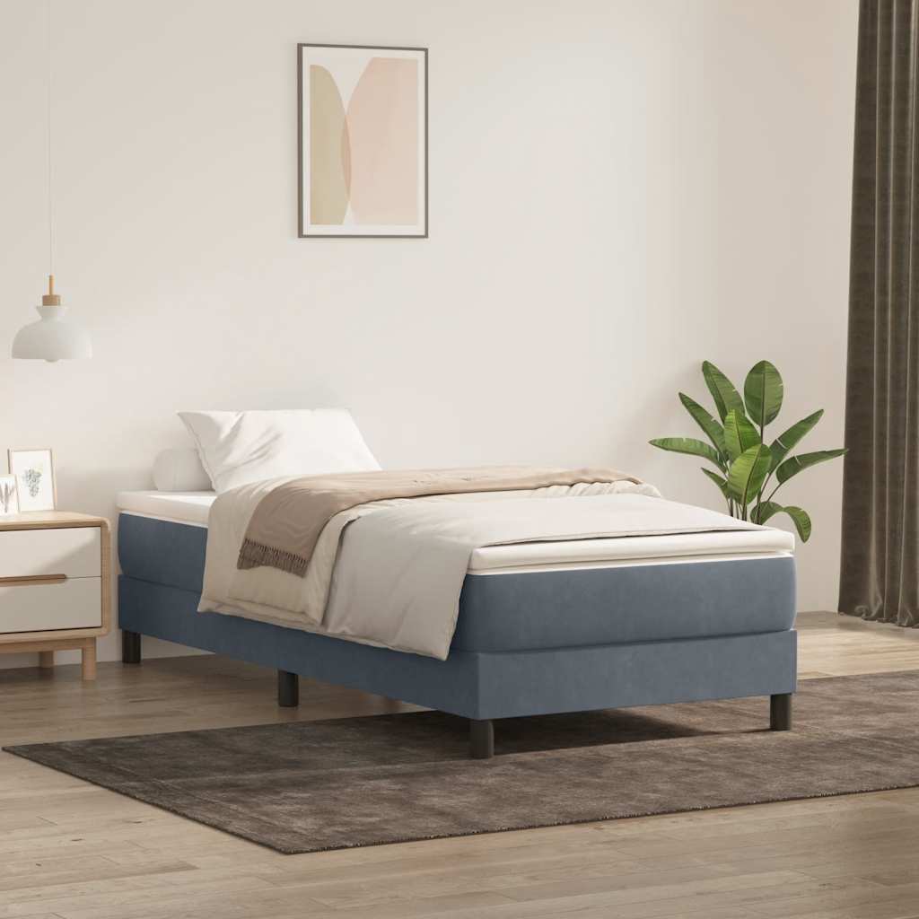 Boxspring zonder matras fluweel donkergrijs 80x210 cm is nu te koop bij PeponiXL, paradijselijk wonen!