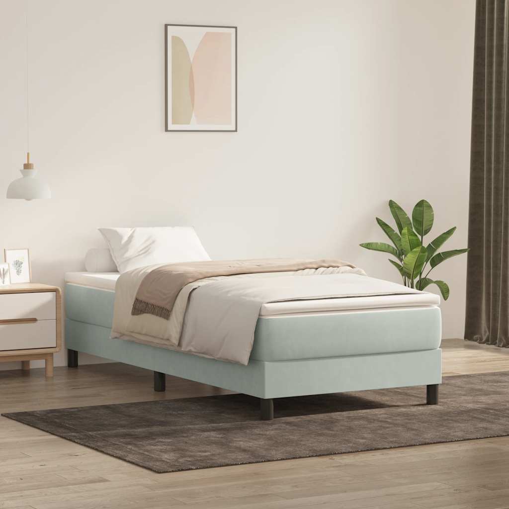 Boxspring zonder matras fluweel lichtgrijs 90x210 cm is nu te koop bij PeponiXL, paradijselijk wonen!