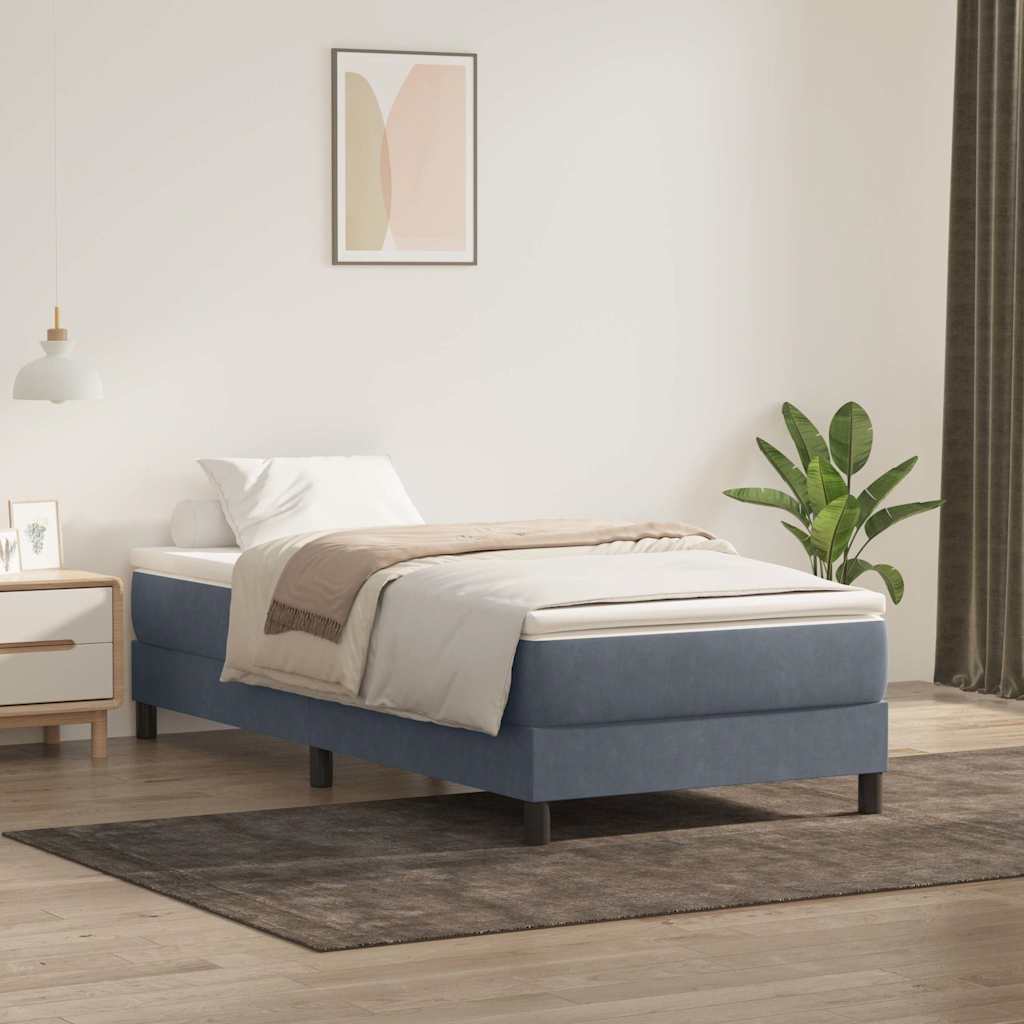 Boxspring zonder matras fluweel donkergrijs 90x210 cm is nu te koop bij PeponiXL, paradijselijk wonen!