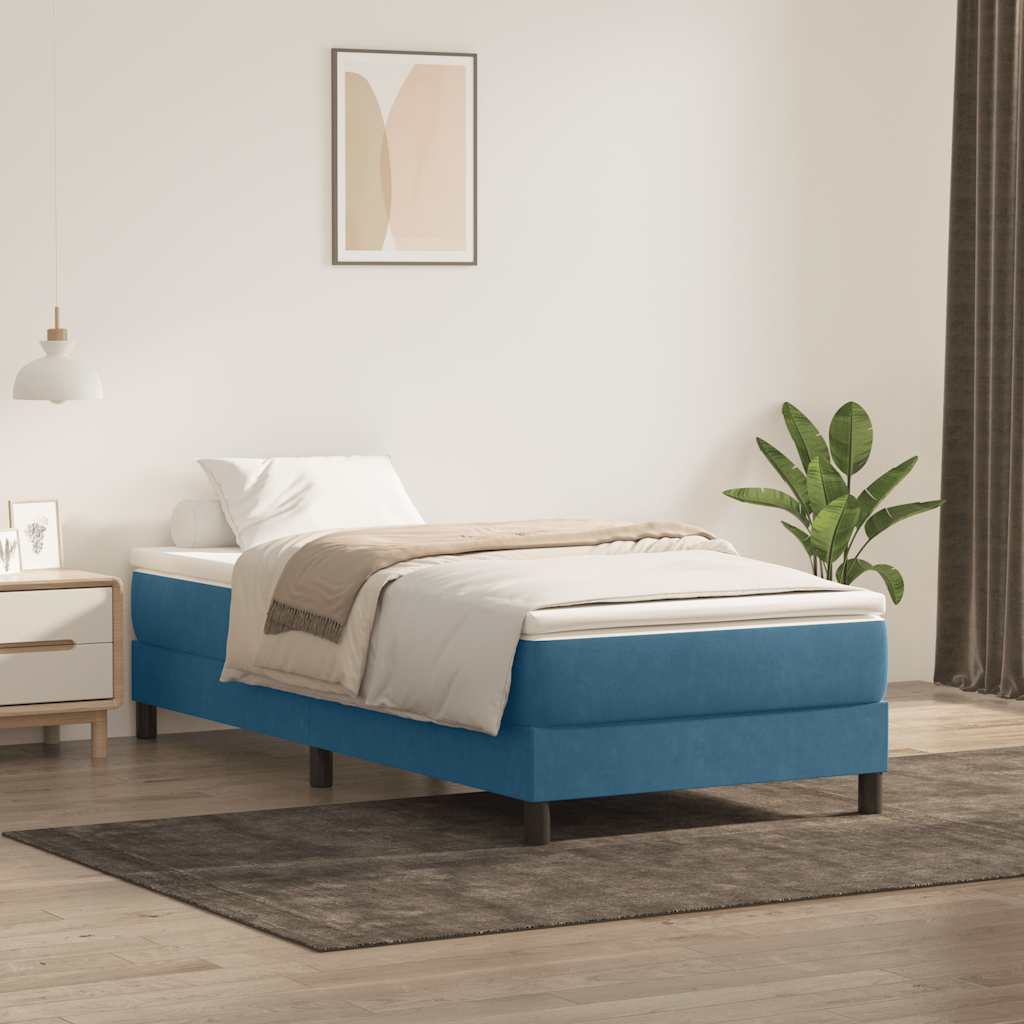 Boxspring zonder matras fluweel donkerblauw 90x210 cm is nu te koop bij PeponiXL, paradijselijk wonen!