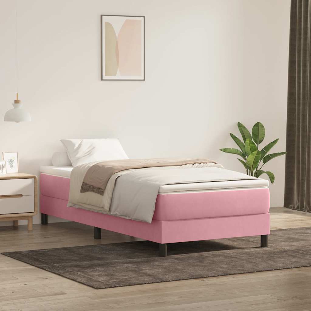 Boxspring zonder matras fluweel roze 90x210 cm is nu te koop bij PeponiXL, paradijselijk wonen!