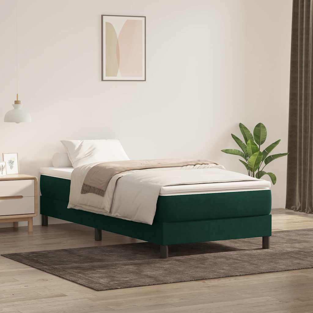 Boxspring zonder matras fluweel donkergroen 100x210 cm is nu te koop bij PeponiXL, paradijselijk wonen!