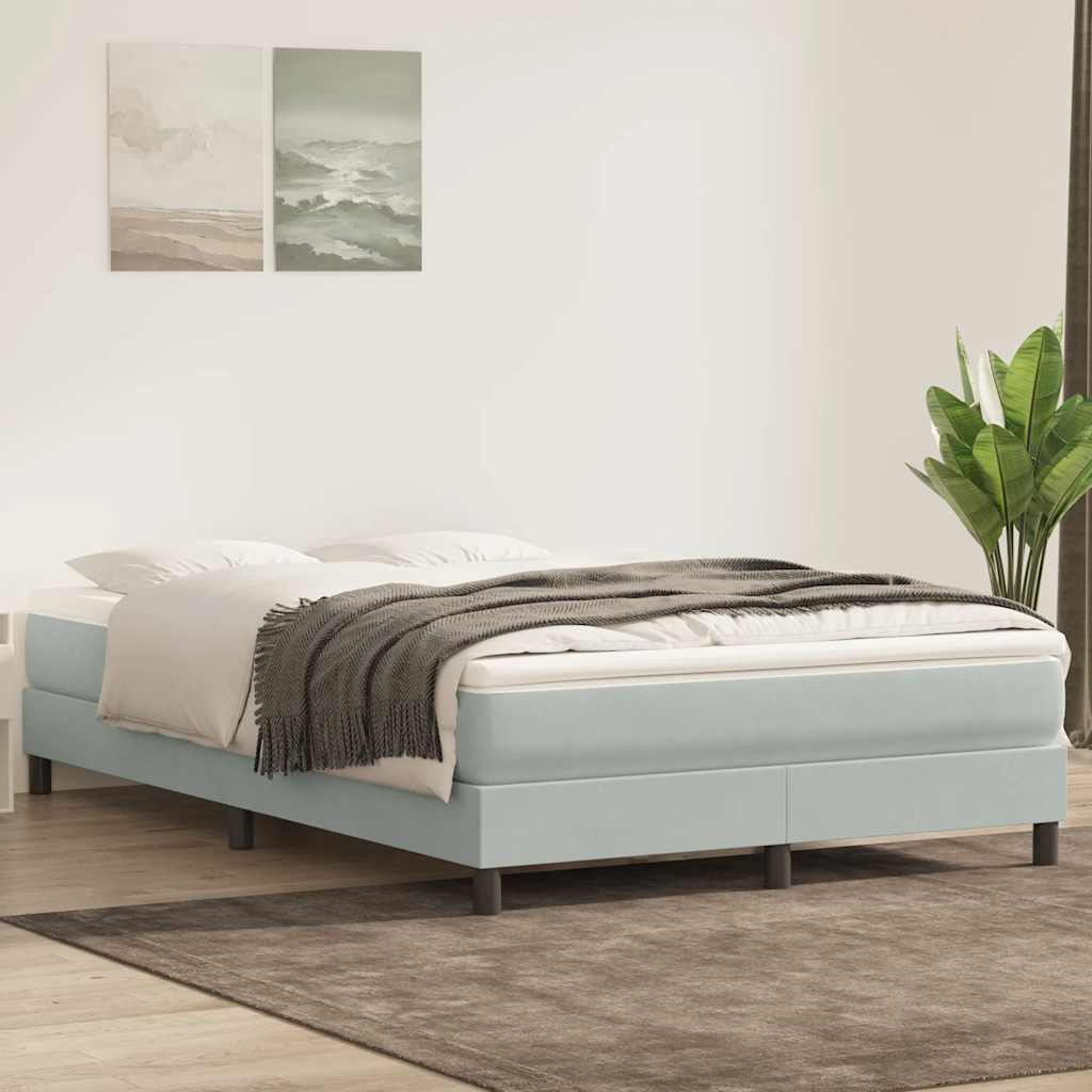 Boxspring zonder matras fluweel lichtgrijs 140x210 cm is nu te koop bij PeponiXL, paradijselijk wonen!