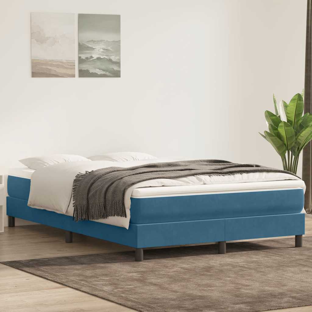 Boxspring zonder matras fluweel donkerblauw 160x210 cm is nu te koop bij PeponiXL, paradijselijk wonen!