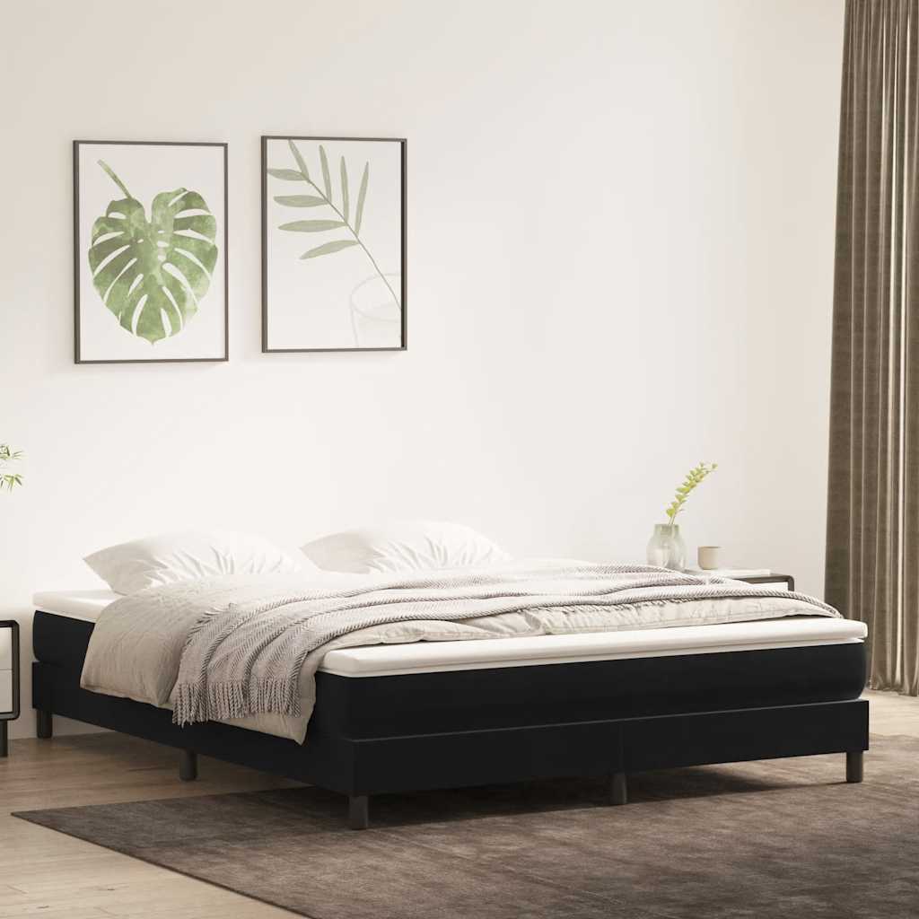 Boxspring zonder matras fluweel zwart 180x210 cm is nu te koop bij PeponiXL, paradijselijk wonen!