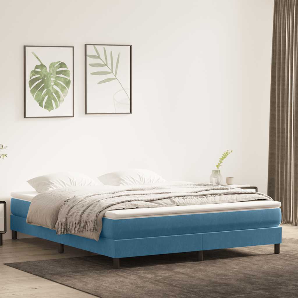 Boxspringbed zonder matras 180x220 cm fluweel donkerblauw is nu te koop bij PeponiXL, paradijselijk wonen!