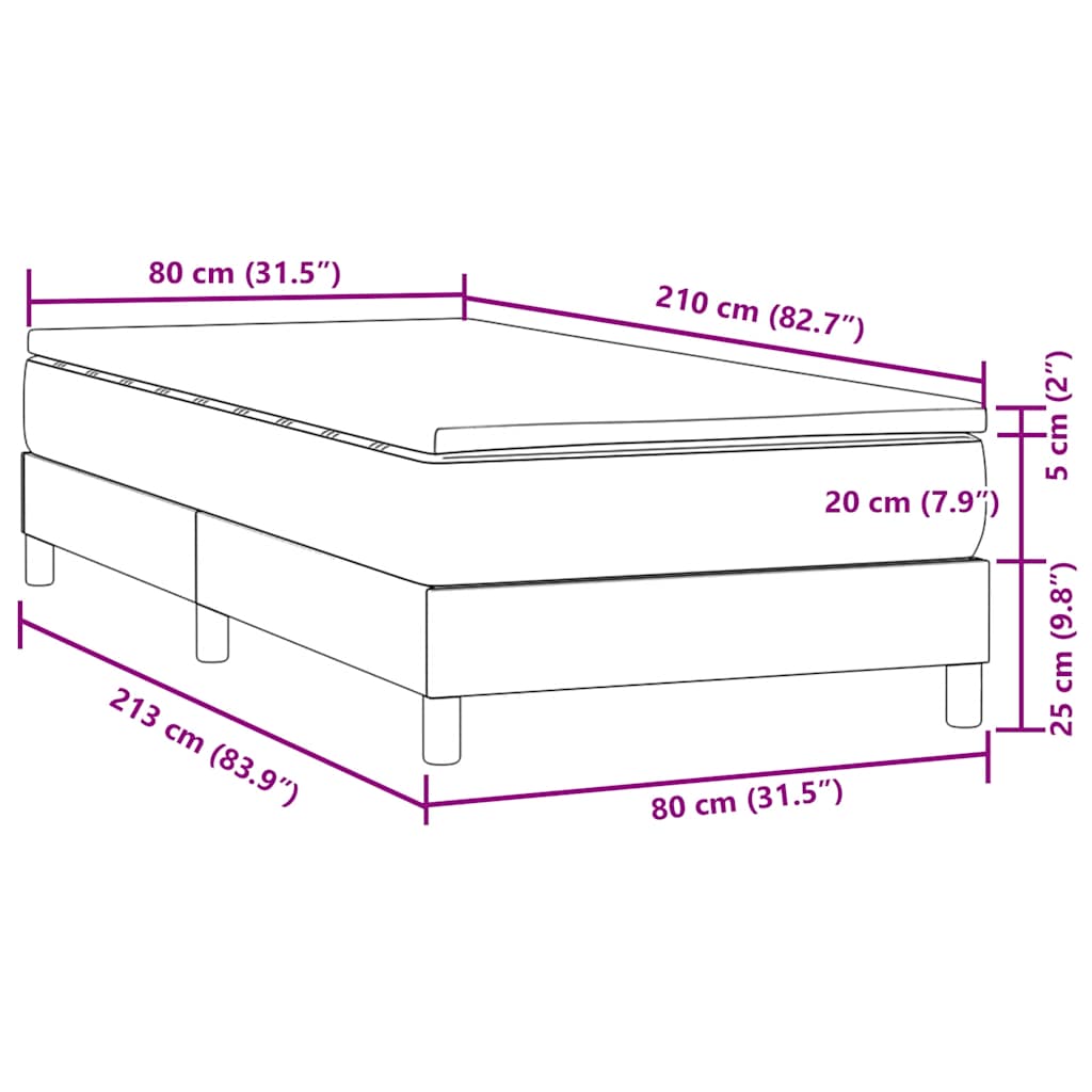 Boxspring met matras fluweel donkerblauw 80x210 cm is nu te koop bij PeponiXL, paradijselijk wonen!