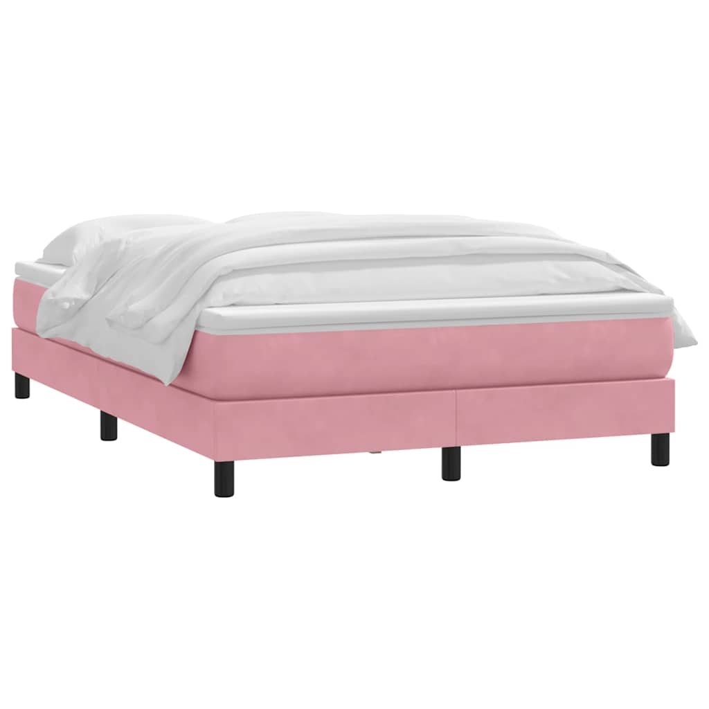 Boxspring met matras fluweel roze 160x210 cm
