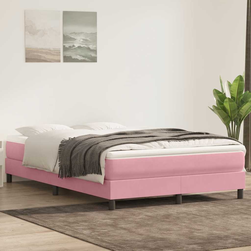 Boxspring met matras fluweel roze 160x210 cm