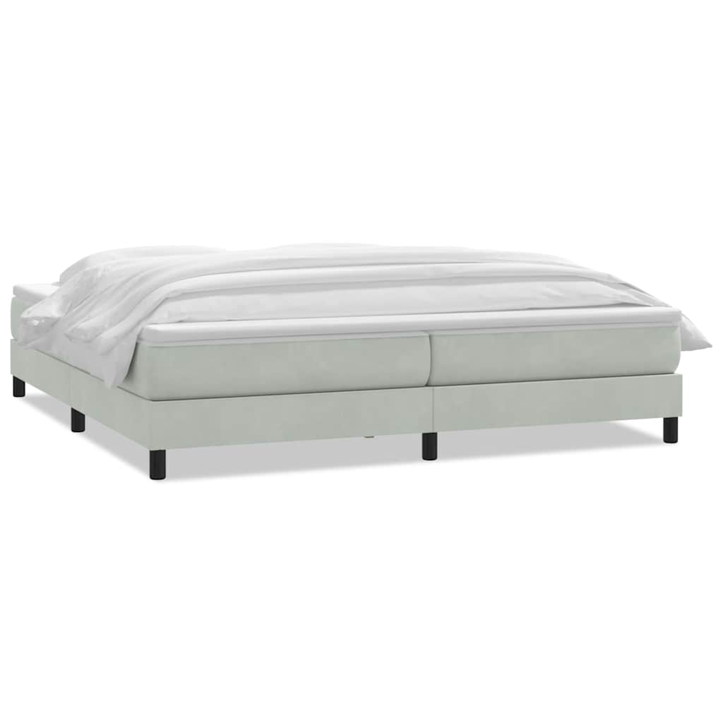 Boxspring met matras fluweel lichtgrijs 200x210 cm