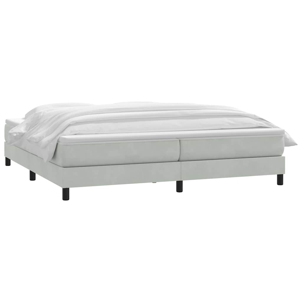 Boxspring met matras fluweel lichtgrijs 200x210 cm