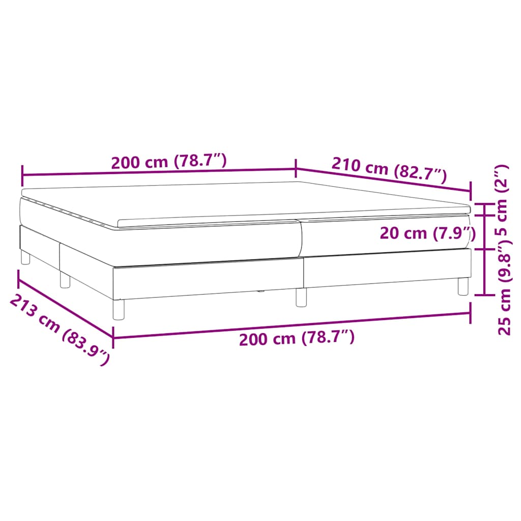 Boxspring met matras fluweel lichtgrijs 200x210 cm