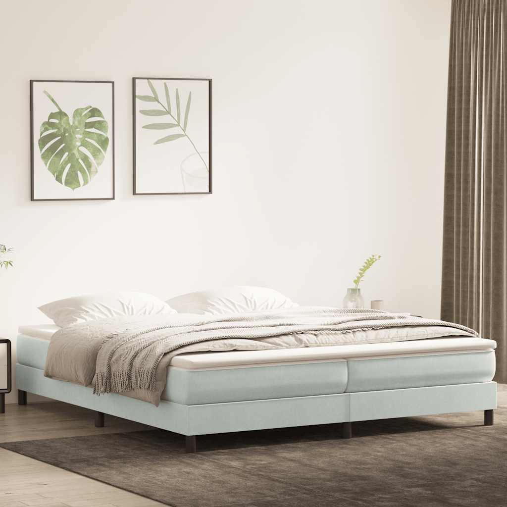 Boxspring met matras fluweel lichtgrijs 200x210 cm