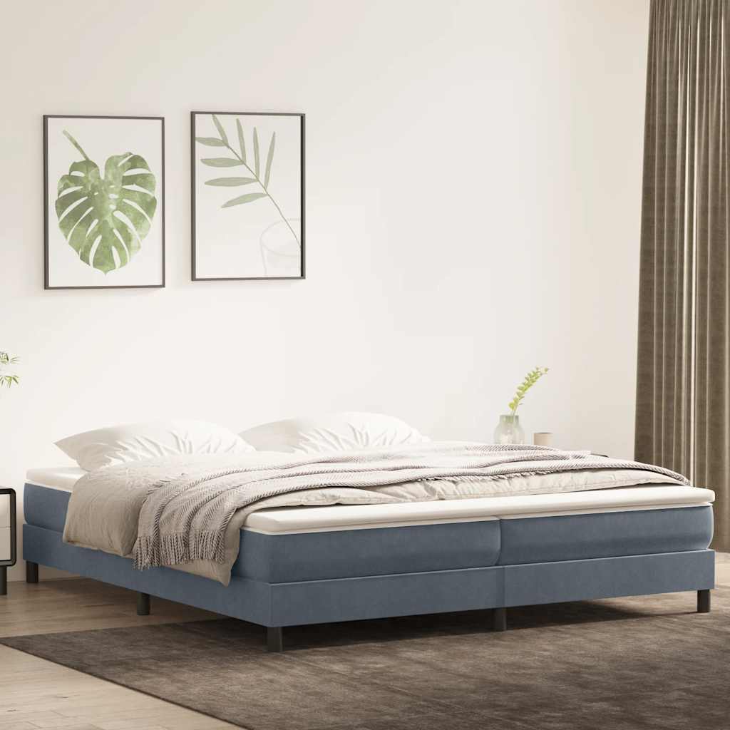 Boxspring met matras fluweel donkergrijs 200x210 cm