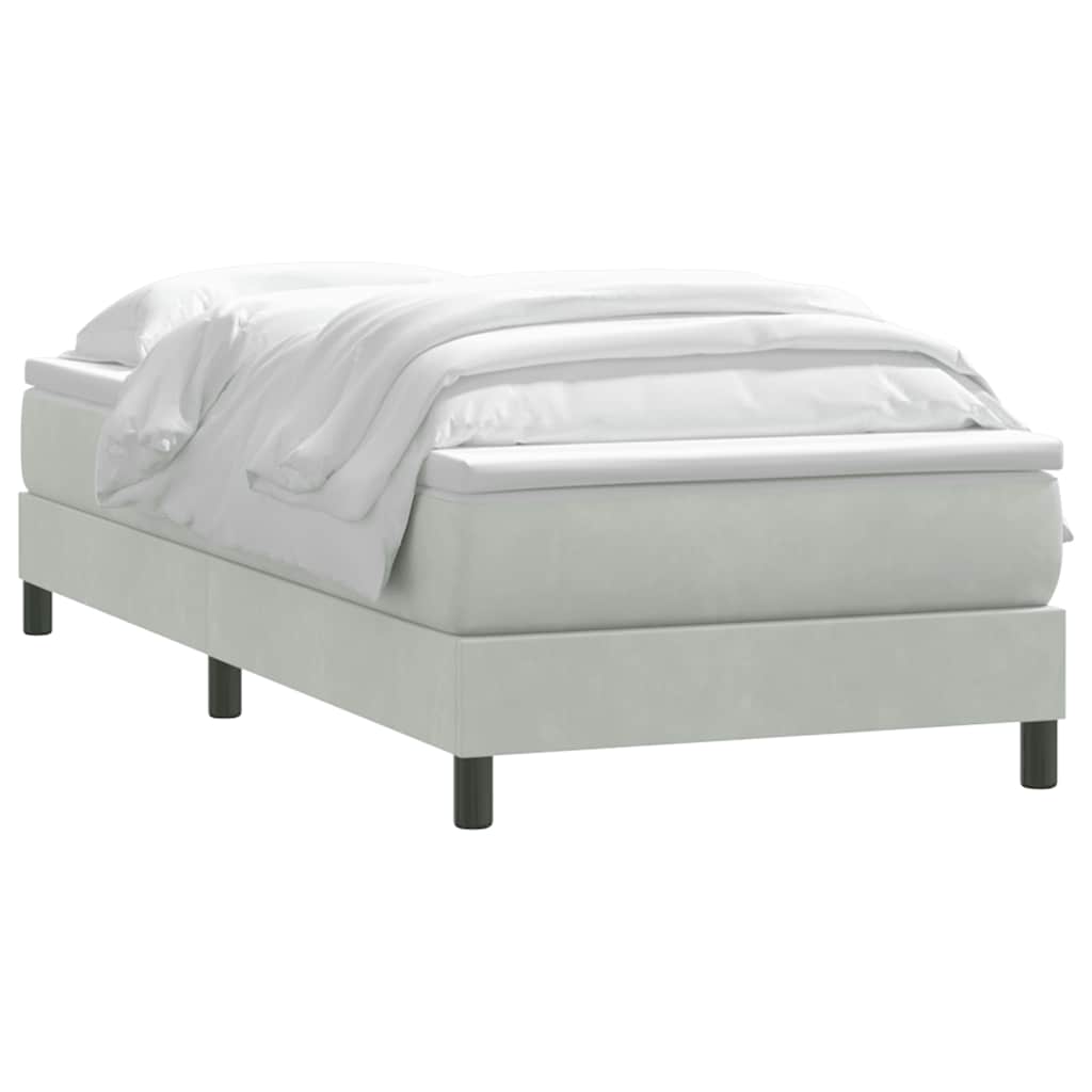 Boxspring met matras fluweel lichtgrijs 90x220 cm is nu te koop bij PeponiXL, paradijselijk wonen!