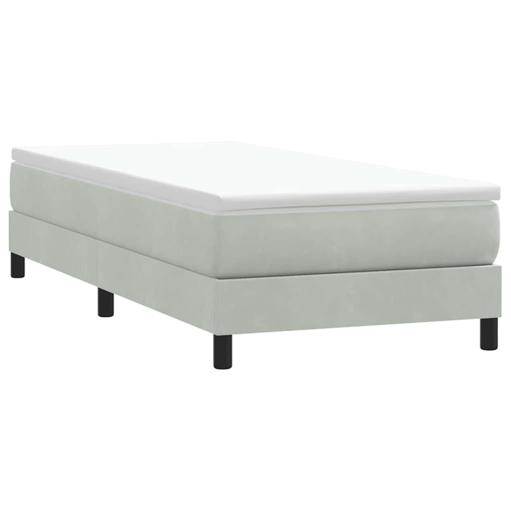 Boxspring met matras fluweel lichtgrijs 90x220 cm is nu te koop bij PeponiXL, paradijselijk wonen!