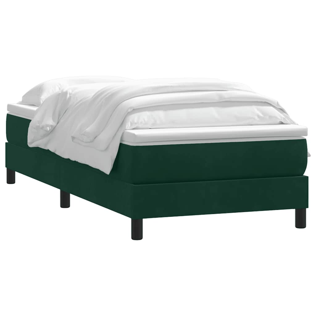 Boxspring met matras fluweel donkergroen 90x220 cm