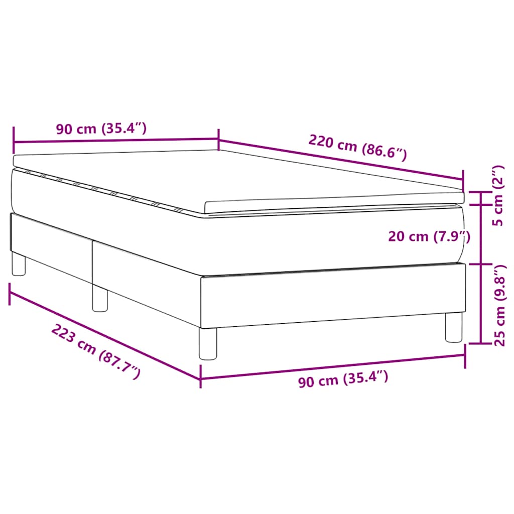 Boxspring met matras fluweel donkergroen 90x220 cm