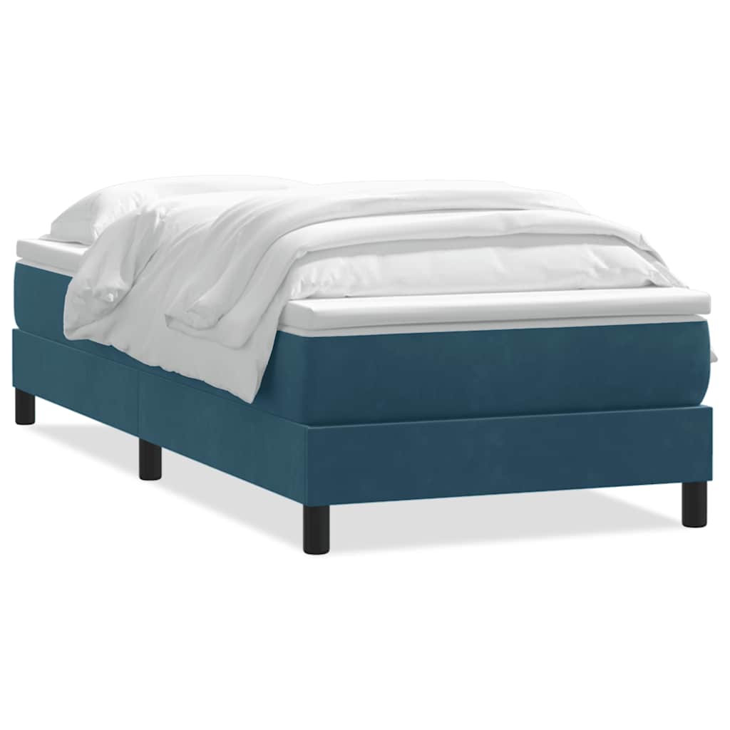 Boxspring met matras fluweel donkerblauw 90x220 cm