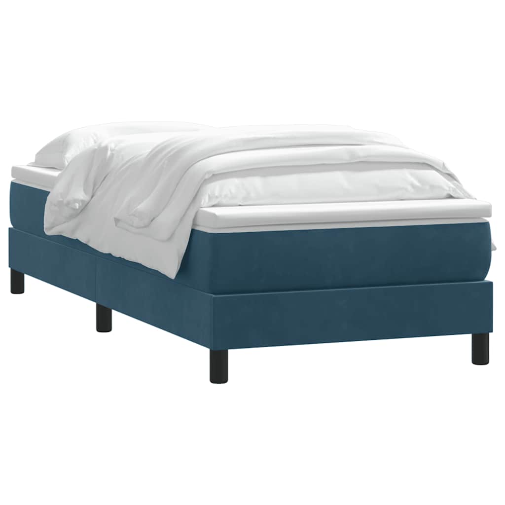 Boxspring met matras fluweel donkerblauw 90x220 cm