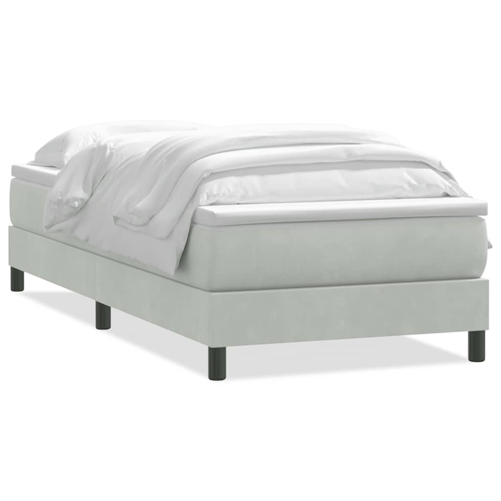 Boxspring met matras fluweel lichtgrijs 100x220 cm