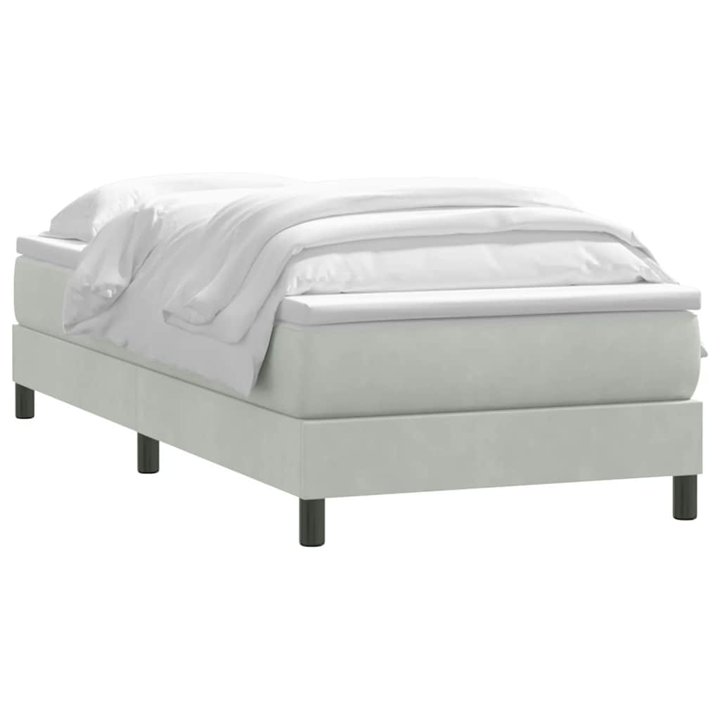Boxspring met matras fluweel lichtgrijs 100x220 cm