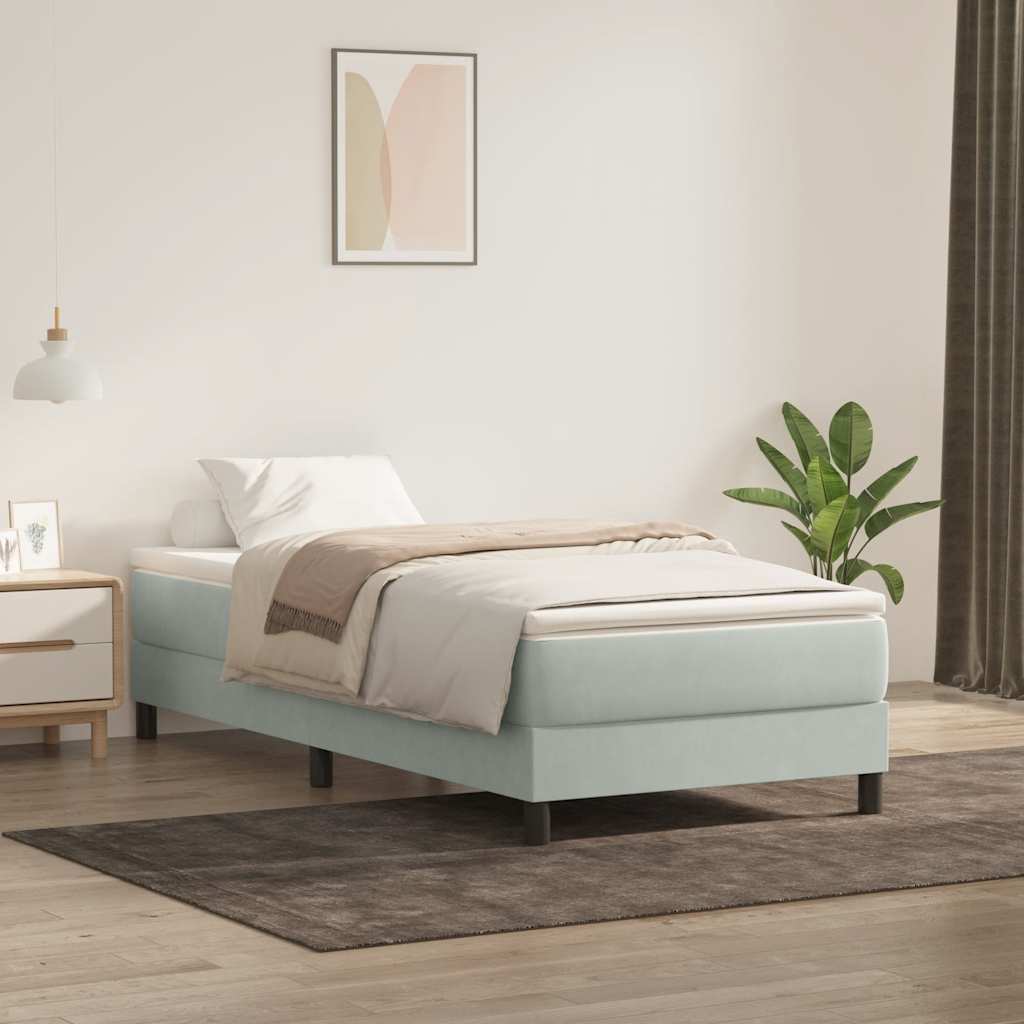 Boxspring met matras fluweel lichtgrijs 100x220 cm