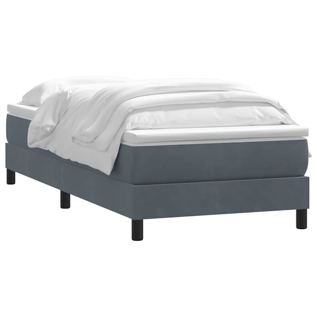 Boxspring met matras fluweel donkergrijs 100x220 cm