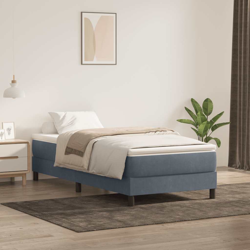 Boxspring met matras fluweel donkergrijs 100x220 cm