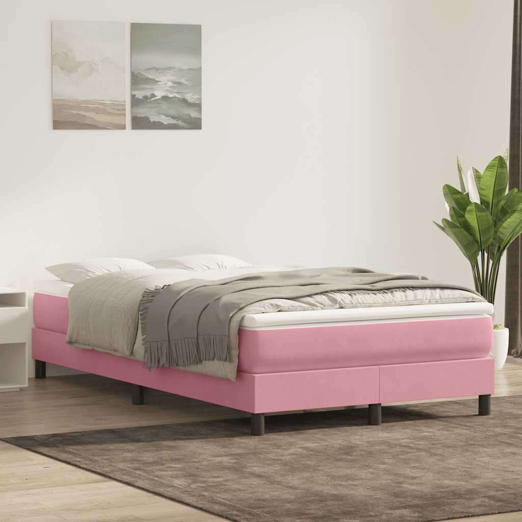 Boxspring met matras fluweel roze 120x220 cm is nu te koop bij PeponiXL, paradijselijk wonen!