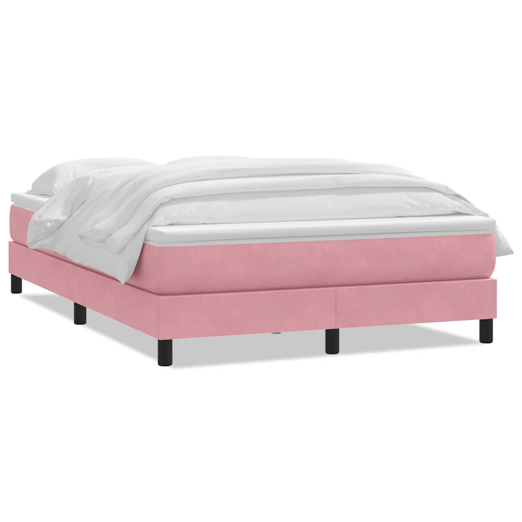 Boxspring met matras fluweel roze 160x220 cm
