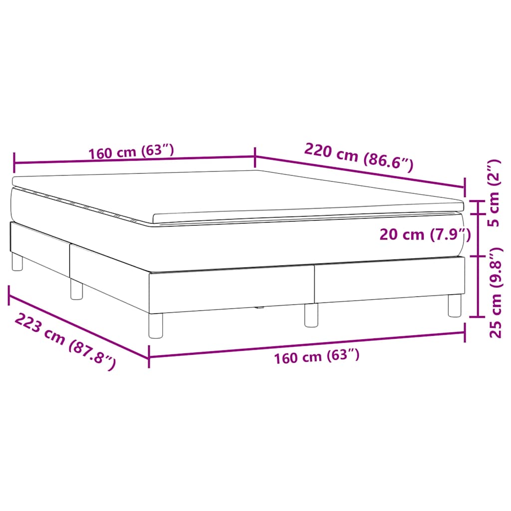 Boxspring met matras fluweel roze 160x220 cm