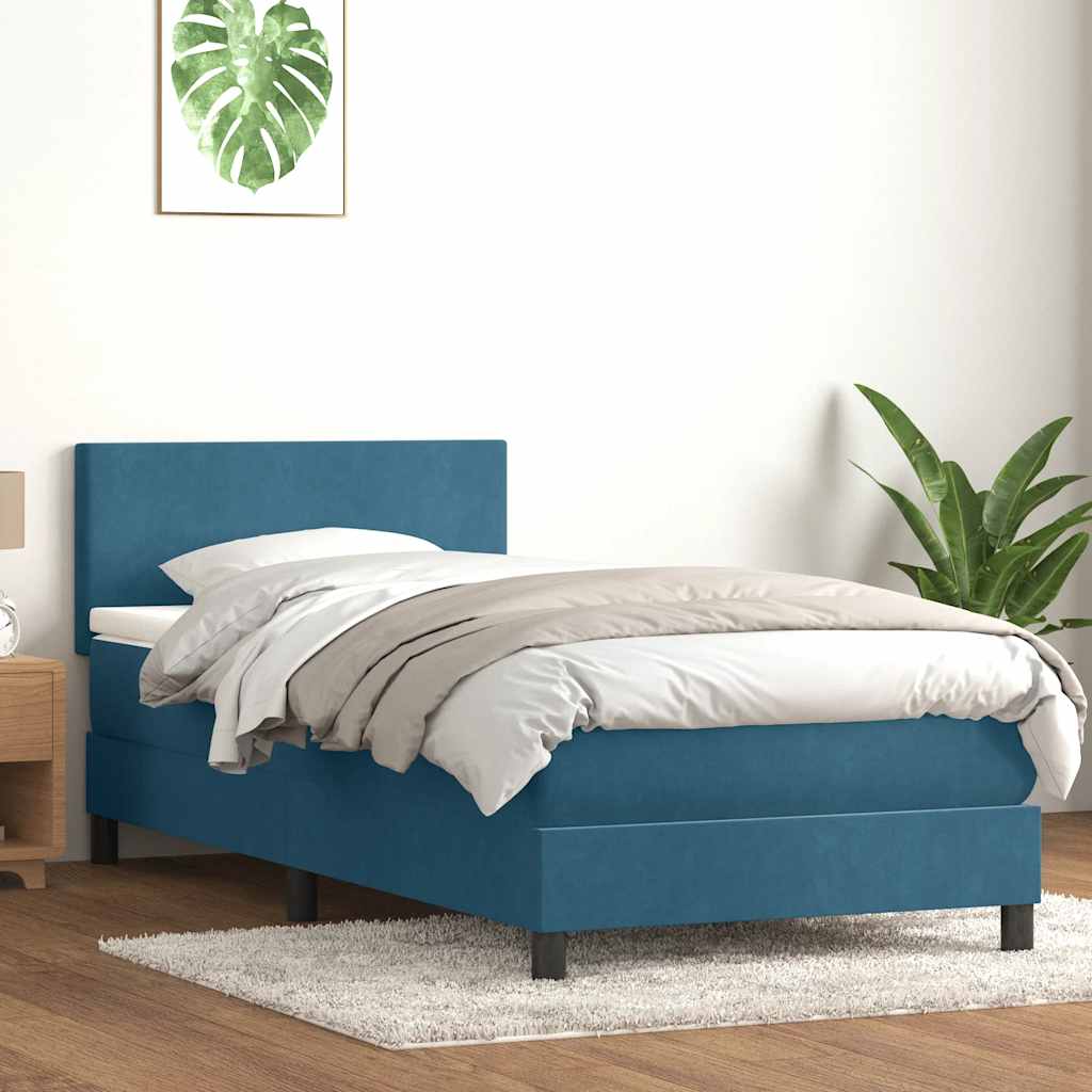 Boxspring met matras fluweel donkerblauw 80x210 cm is nu te koop bij PeponiXL, paradijselijk wonen!