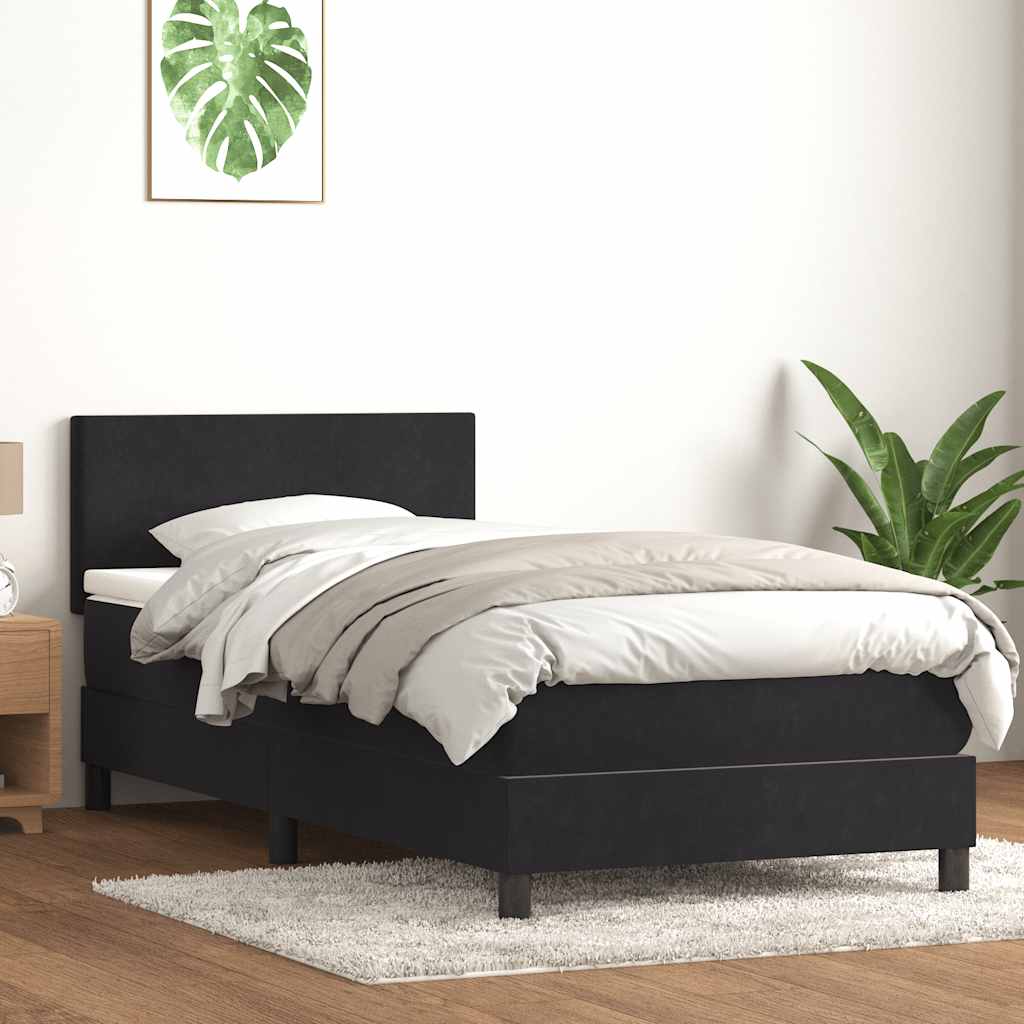 Boxspring met matras fluweel zwart 90x210 cm is nu te koop bij PeponiXL, paradijselijk wonen!