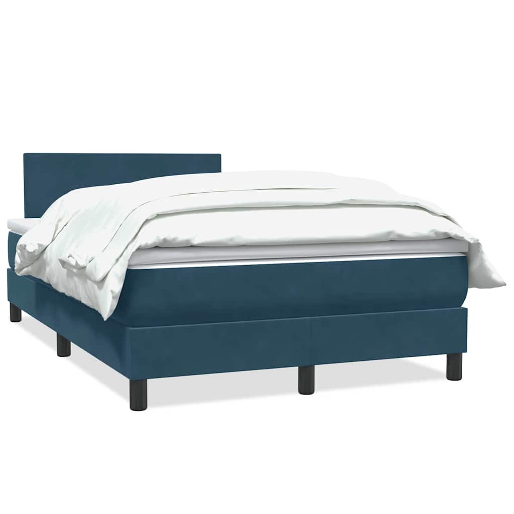 Boxspring met matras fluweel donkerblauw 120x210 cm