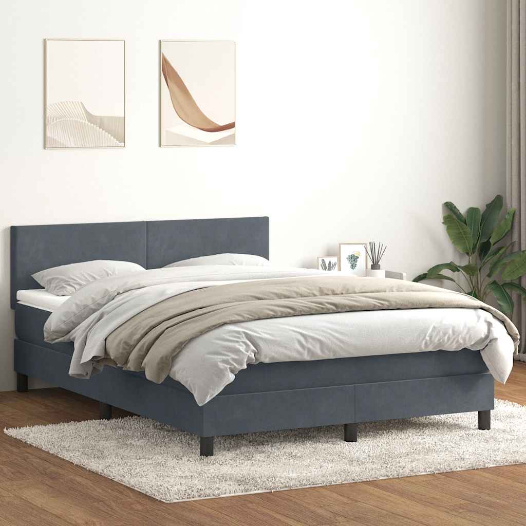 Boxspring met matras fluweel donkergrijs 140x210 cm