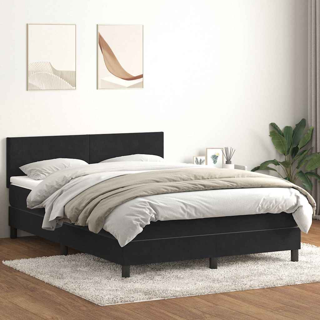 Boxspring met matras fluweel zwart 140x210 cm