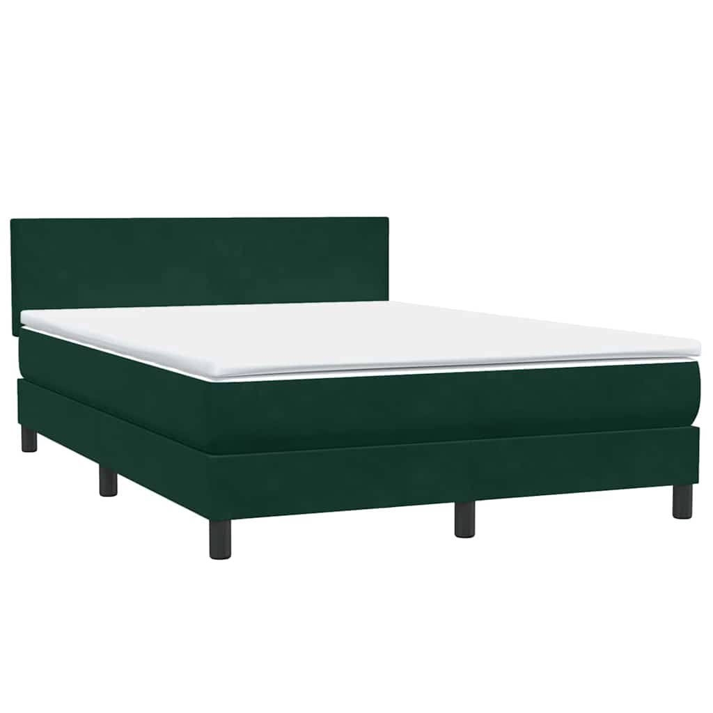 Boxspring met matras fluweel donkergroen 140x210 cm