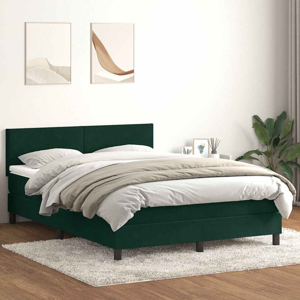Boxspring met matras fluweel donkergroen 140x210 cm